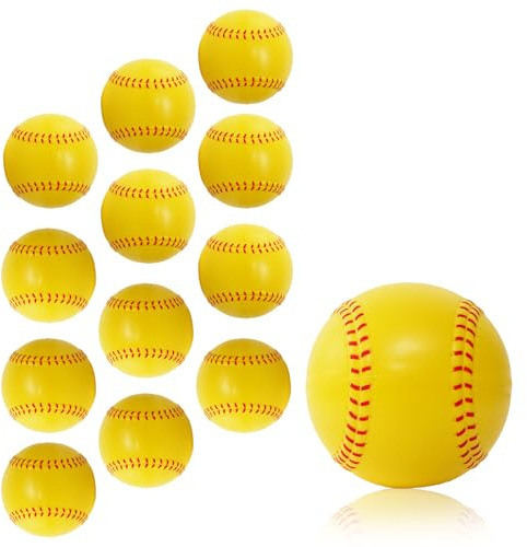 GKK 12Pack Training Ball 12 inch Foam softballs Yellow PU Foam 3.5 oz Lightweight Practice Ball Throwing Hitting for Games, Soft Toss, Batting, Fielding, Hitting, Pitching