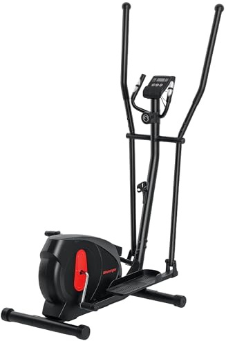 SPORTNOW Vélo elliptique pour la Maison Ultra Silencieux, vélo elliptique magnétique à 8 Niveaux de résistance avec écran LED, capteur de pouls, Porte-Bouteille et roulettes, Noir