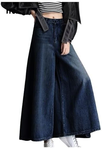 Gonna da donna lunga Culottes Jeans pantaloni da donna 7/8 autunno elegante gonna pantaloni Palazzo jeans pantaloni leggeri gamba larga pantaloni jeans baggy jeans pantaloni estivi a vita alta