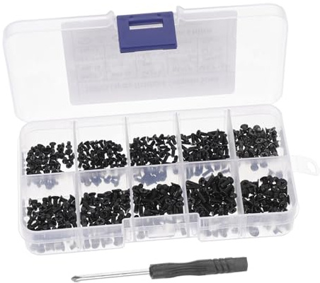 Gatuida Kit Surtido Tornillos Computadora Acero Carbono con Destornillador para Reparación y Montaje PC Portátil