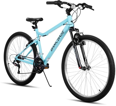 HILAND Lilac 26 Inch Women's Mountain Bike, 18-Speed High Carbon Steel Frame MTB with Front Suspension, V-Brakes, Ladies Hardtail Mountain Bike for Commuting, Green