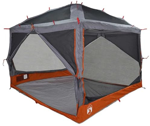 QJBSAVVA Tente Intérieure 7 Personnes, Tente de Camping Suspendue en Polyester 185T pour Barnum 3x3m, Chambre Interne Spacieuse avec Poteaux et Sac de Transport, Gris et Orange