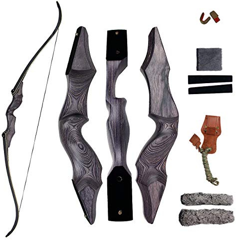 SinoArt 58 Takedown Recurve Bow Bamboo Limbs Archery Right and Left Handed Riser Bow for Hunting Target Shooting 25-65Lbs(50Lbs, Right Hand)