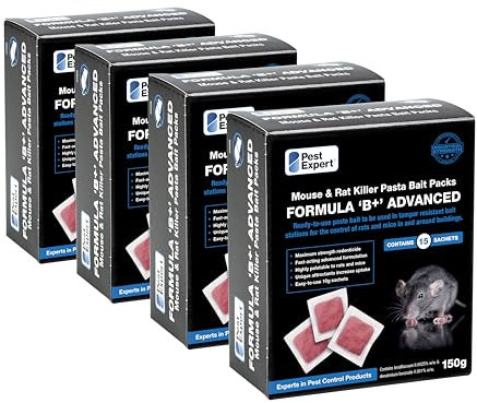 Pest Expert Formula B+ Advanced Rat & Mouse Killer Poison Pasta Bait Sachets Maximum Strength Outdoor Brodifacoum (600g)