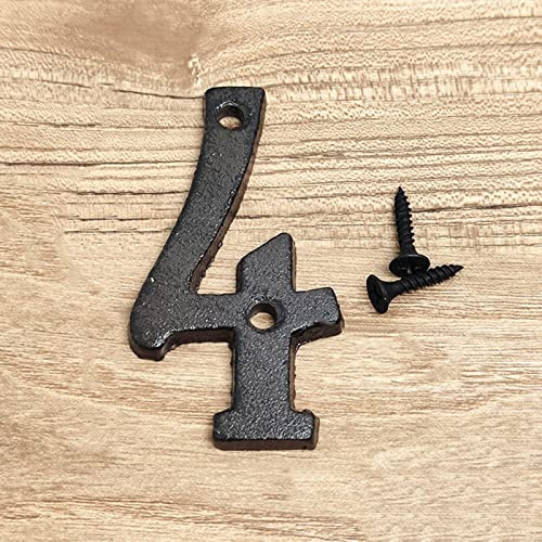 3D House Plaque Numbers 0-9 Letter A-Z Black Cast Iron 8cm Metal Digital Door Plate Sign with Screws Alphabet Home Outdoor Anti-Rust Exterior Signage Doorplate Hotel Apartment Street Mailbox (4)