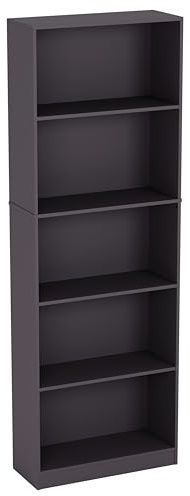 Vida Designs Cambridge 5 Tier Extra Large Bookcase, Grey Wooden Shelving Display Storage Unit Office Living Room Furniture