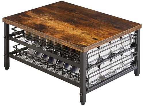 IBUYKE 2 Stöckiger Kapselhalter-Kaffeekapseln Aufbewahrung für Nespresso, 80 Kapazität, Kapselkapseln für Nespresso, Kaffee Kapselständer Kapsel Schublade, Schmaler Organizer Dunkelbraun TCJ102H