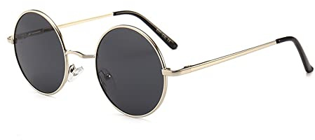 JoXiGo Lunettes de Soleil Polarisées Ronde Homme Femme UV400 Lunettes Rétro Vintage Cadre Métallique