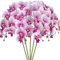 HinyoCo 5 Künstliche Phalaenopsis-Blumen,80 cm Künstliche Orchidee Blumen, Party, Büro, Terrasse, Hof, Heim-Blumendekoration (Weiße Blume, violetter Kern)