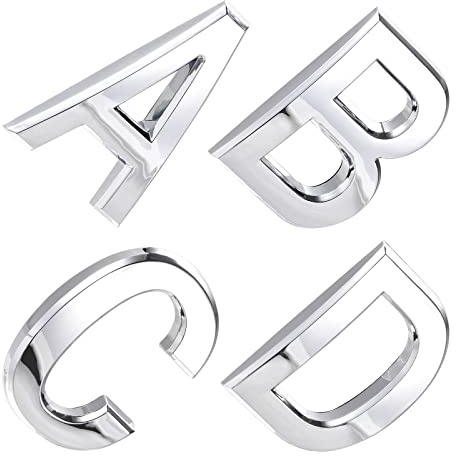 METALLIXITY Lettre de maison autocollante (70 mm) ABS auto-adhésif pour maison, extérieur, jardin, porte, boîte aux lettres, moderne, argent