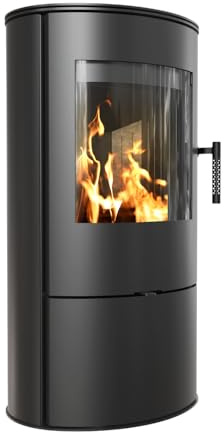 KRATKI Stufa a legna in acciaio ROLLO 7kW Ø150 liner thermotec nero Ecodesign e lo standard BImSchV 2