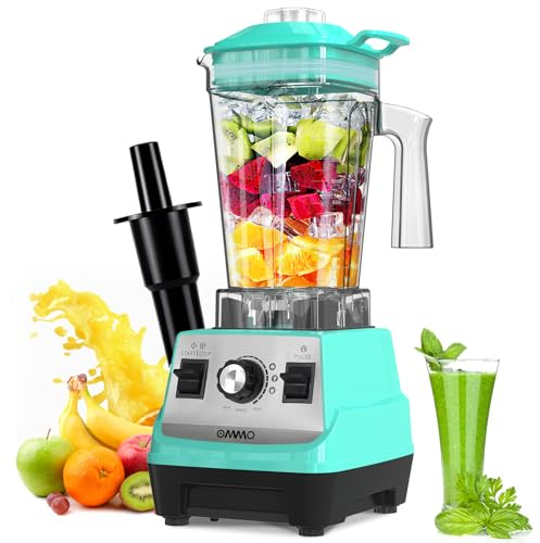 OMMO Standmixer 1.8L Hochleistungsmixer, 300 ml To-Go Becher, 6-Fach Metallmesser, Pulsfunktion, MAX 1800W, Becher BPA Frei, Ice Crusher, Eiweiß Shaker, Zerkleinerer, Smoothie Maker 4-IN-1, Blau