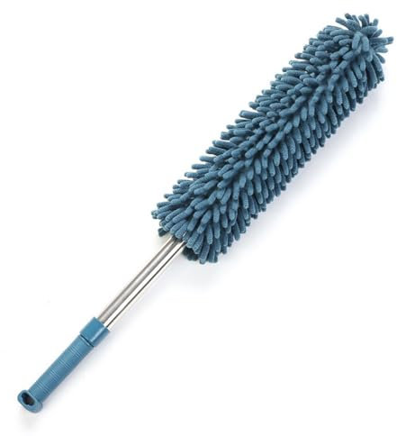 Lkw Ogechi Plumero Telescópico de 60-100 CM, Plumero Felpilla Lavable con Cepillo para Limpiar Ranuras, Plumero Extensible de Limpieza Reutilizable para Ventanas Persianas Muebles Coches