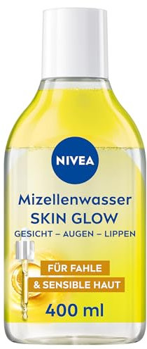 NIVEA Skin Glow, tonico per il viso con complesso di amminoacidi, vitamina C e vitamina E, struccante per il trucco impermeabile, detergente micellare con 5% siero per la pelle stanca (400 ml)