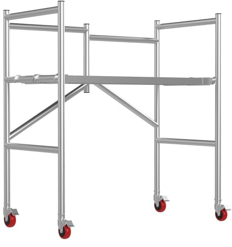 Scaffolding Work Platform, Rolling Scaffolding with Wheels, Scaffold for Building Construction, Interior Painting, Home Improvement（47.2 Height, 500LBS Capacity, Silver)