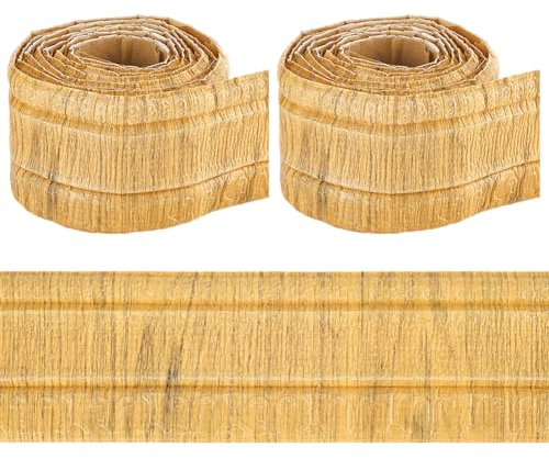 CRASPIRE Moldura de Corona para Papel Tapiz de 181 x 3.14 pulgada Autoadhesiva Y Adhesiva con Veta de Madera Peruana Flexible 3D Borde de Zócalo Espejo Vintage Borde de Pared Adhesivo Líneas de Base