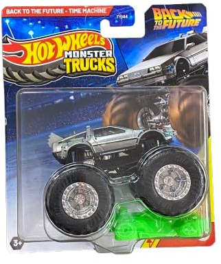 Hot Wheels Monster Trucks Retour vers le futur Machine à remonter le temps avec voiture écrasée, moulé sous pression