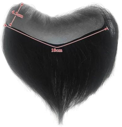 Tupé de cabello humano brasileño Remy con lazo en V para hombre, suave y fina, sin toupee y cinta #100#4 cm x 15 cm