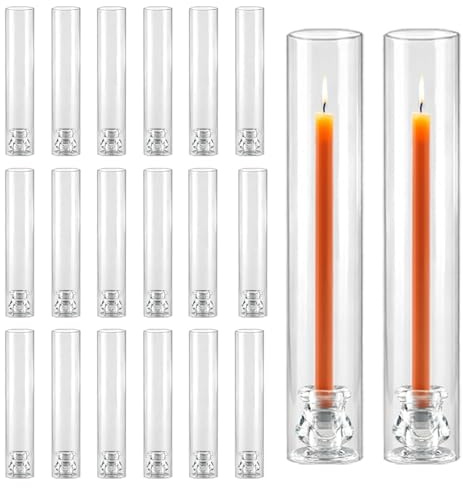 20 Pack Glass Hurricane Candle Holders 12.6 Open Ended Candlestick Holder Tubes Clear Bottomless Cylinders Suitable Taper LED Candles for Wedding Party Christmas Table Centerpiece Decor