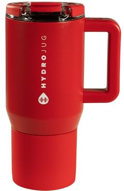 HydroJug Coffee Traveler 20 oz - Leak-Resistant, Ceramic-Lined Insulated Travel Coffee Mug for Hot or Cold Drinks with Flip Lid & Handle, Dishwasher Safe Coffee Tumbler, Alumni Red