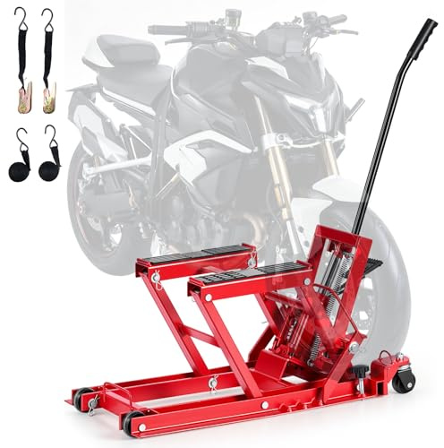 VEVOR Martinetto Idraulico Compatto per Motocicletta, Cric Idraulico di Sollevamento per Moto Carico Max 680 kg Altezza Sollevamento Regolabile tra 11,5-38,5 cm, Manutenzione da Officina Garage