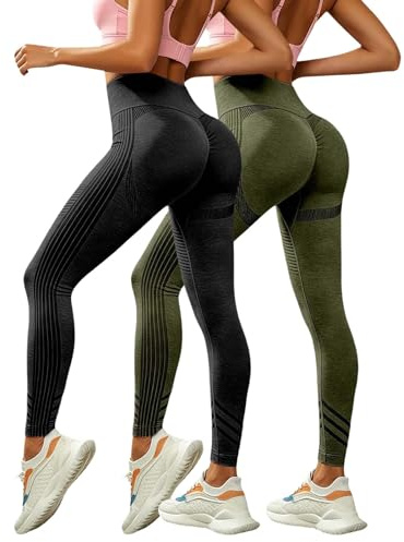 Leggings 3D Anti-Cellulite Lot de 2 Push up Gainant Leggings Minceur Taille Haute sans 2026 3D pour Femme Sport pour Yoga Fitness Sculptant Yoga Fitness Pantalon Sport