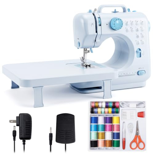 Machine àCoudre Débutant Pour Kit Couture Portable Mini Machine Portable Machine a Coudre avec Table et Pédales Pour Adulte et Enfant de 8 à 12 ans 12 Points intégrés Sewing Machine