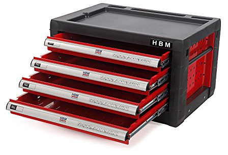 HBM Armoire à Outils à 4 tiroirs - Rouge