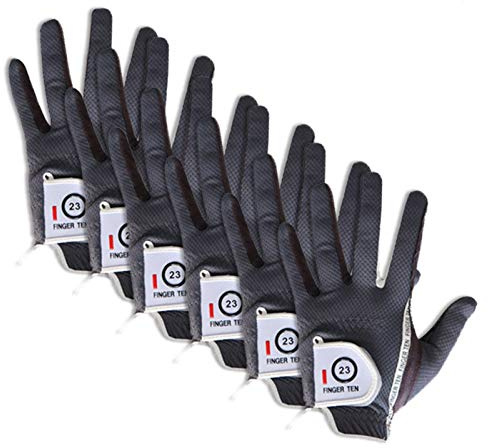 Guanti da Golf Uomo 6 Pack, Guanto Nero Grigio, per la Pioggia e Il Clima Umido per Uomo Utilizzabili con Meteo, Mano Sinistra Destra Seleziona Taglia S M ML XL (Large Grey, Destra)