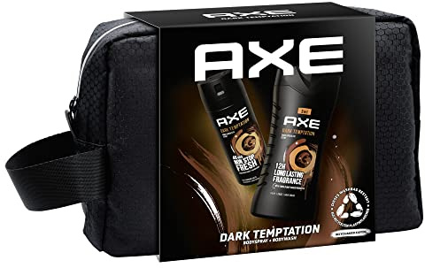 Axe Geschenkset Dark Temptation Pflegeset mit Bodyspray, Duschgel und Kulturtasche (150 ml + 250 ml) 1 Stück