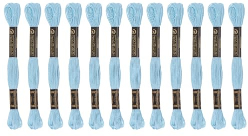 sourcing karta 12 trådar broderigarn 8 m gjord av egyptisk långfiberbomull för broderiprojekt, himmelsblå