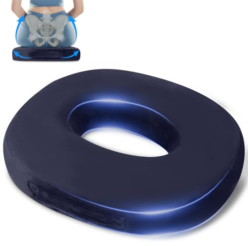 Donut stol kudde, ergonomisk svanskotan bojkudde, rund ortopedisk kudde, svanskotan kudde för att lindra hemorrojder, formminne sittkudde, ischiaskudde för bil, kontor