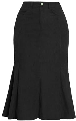 Allegra K Corduroy Skirt for Women Fall Winter High Waist Casual Work Bodycon Fishtail Maxi Skirts Black M