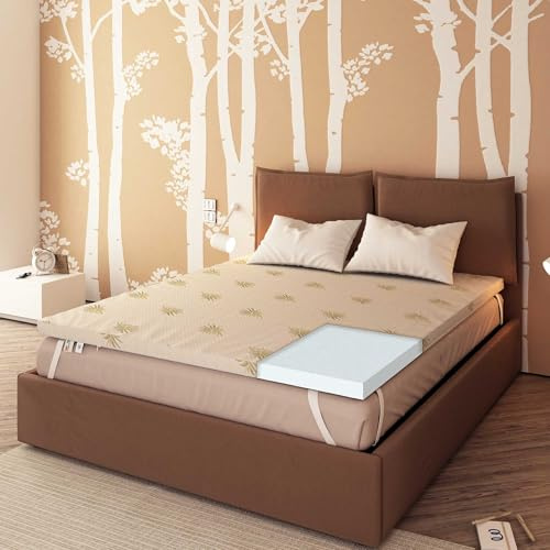 Baldiflex Topper per materasso Matrimoniale 160x190 cm in Poliuretano Altezza 10 cm, Coprimaterasso, Rivestimento Aloe Vera