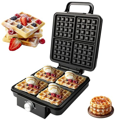 Macchina per waffle belga commerciale da 1500 W con riscaldamento e controllo della temperatura su entrambi i lati, rivestimento antiaderente per ristoranti e riunioni di famiglia