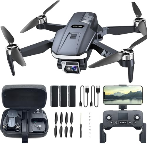 Drone GPS avec caméra 4K UHD pour adultes, 90 min de vol longue durée, moteur brushless, résistance au vent, suivi auto, retour auto, Wi-Fi 5G FPV, poids <249g, 3 batteries - NAFYRE N11 PRO