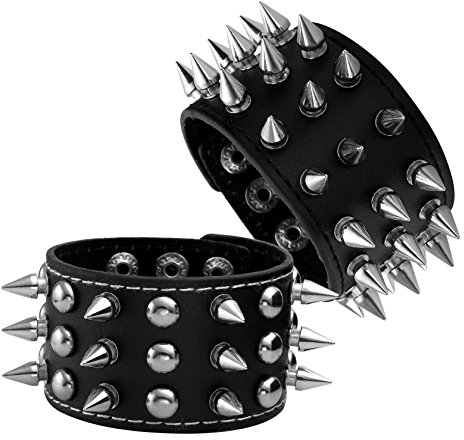 MILAKOO Armband Manschettengürtel Armband Armreif Leder Seil Schwarz Punk Rock Armband 6-8 