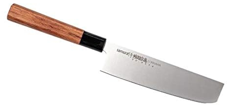SAMURA Okinawa Couteau Nakiri de Cuisine Japonaise Professionnelle 172 mm/6.8. Dureté 59 HRC