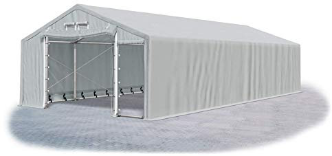 Das Company Lagerhalle 4x10x2m feuersicher grau wasserdicht ganzjährig Industriezelt Stahlseile 600g/m² PVC Winter Plus SFR - Zeltgarage, Lagerzelt Winterfest, Zeltgarage Winterfest - Winterzelt