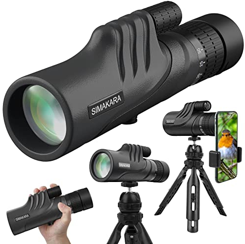 High Power Prism Monocular Telescope with Low Night Vision, 10-30X42 HD Zoom Waterproof Pocket Compact Monoculars for Adults Bird Watching Traveling Hiking-with Smart Phone Adapter Tripod