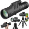 High Power Prism Monocular Telescope with Low Night Vision, 10-30X42 HD Zoom Waterproof Pocket Compact Monoculars for Adults Bird Watching Traveling Hiking-with Smart Phone Adapter Tripod