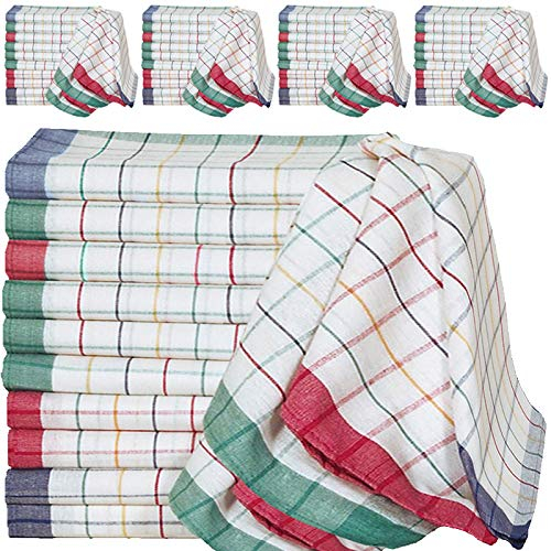 DEUBA® 50er Set Geschirrtücher Saugstark 50x70cm Baumwolle 60 Grad waschbar Küche Küchentücher Geschirrhandtücher kariert