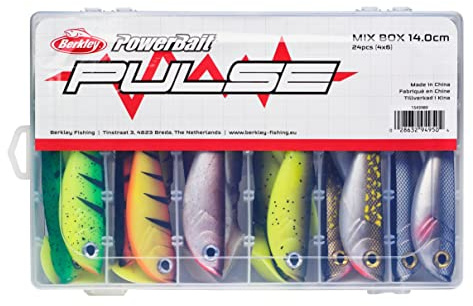 Berkley Pulse Shad MixBox boîte de leurres Souples Plusieurs Couleurs pour la pêche des carnassiers en Eau Douce, brochet, Perche 140mm