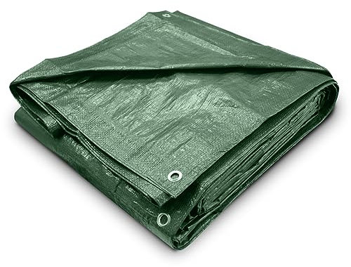 Bâche verte 1,2 x 1,8 m (découpée) légère en plastique polyéthylène 80 g/m², résistante à l'eau, multi-usages, petite bâche pour meubles de jardin, abri de jardin, abri de jardin, camping (1,2 x 1,8