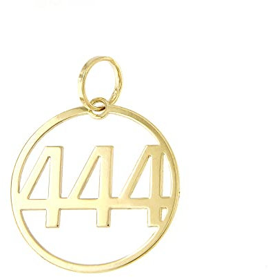 forme di Lucchetta - GelbGold Runder Anhänger mit Engelszahl 444 | Engelsbotschaften 14 karat Charm 15mm, Goldanhänger Damen Mädchen 585 Echtgold für Kette (bis zu 4 mm) - hergestellt in Italien