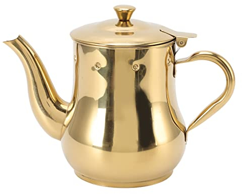 Teekanne, ungiftig, ergonomischer Griff, Kaffee-Tee-Wasserkocher, 500ml Kaffee-Tee-Wasserkocher, Edelstahl Gewürze enthaltende Teekanne, für Zuhause(Gold)