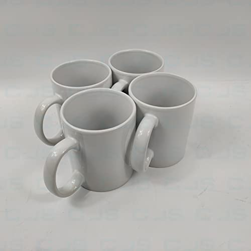 COS 4 x 340ml White Coffee Mugs - Ceramic Stoneware - Tea Latte Cappuccino Cups Set with Handle