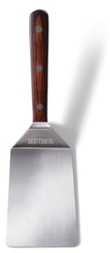 SKOTTSBERG Edelstahl Pfannenwender - 28 cm mit Holzgriff – hitzebeständig & rostfrei - für Carbonstahl- & Gusseisenpfannen