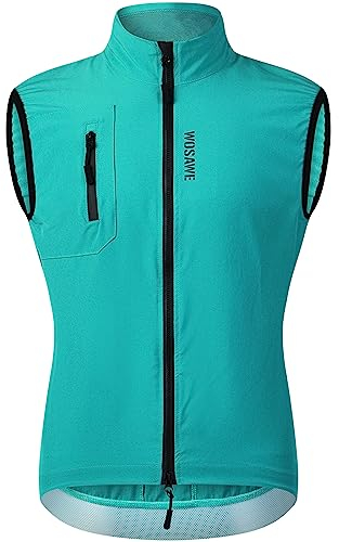WOSAWE Herren Fahrradweste Leicht Atmungsaktiv ärmellos Laufjacke Winddicht Radweste mit YKK-Reißverschluss (Blau, L)