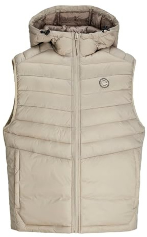 JACK & JONES Chaleco con capucha para hombre Jjesprint, Crockery/Detail:solid, S